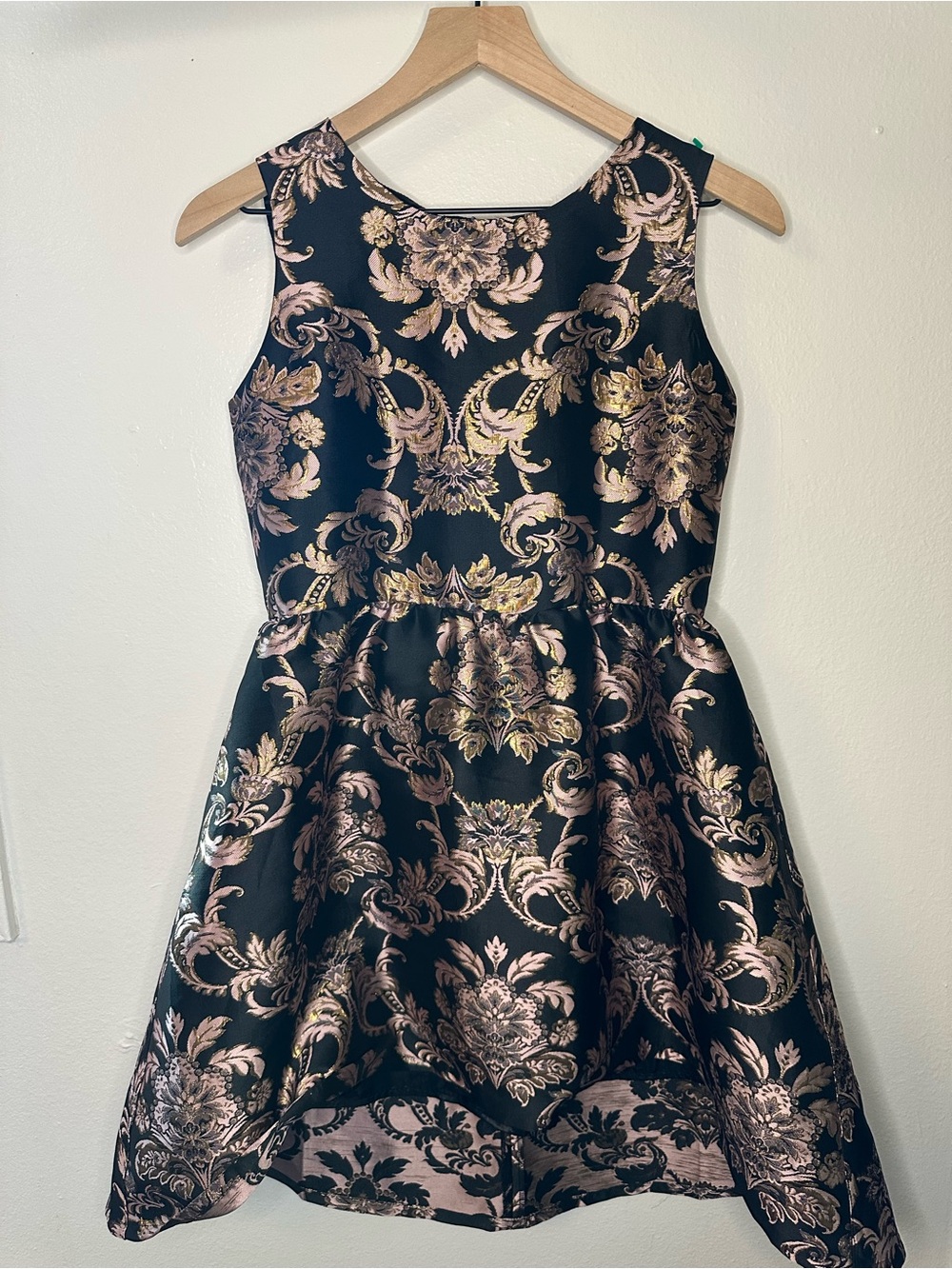 Place kids  Black Dress with Rose Gold Damask